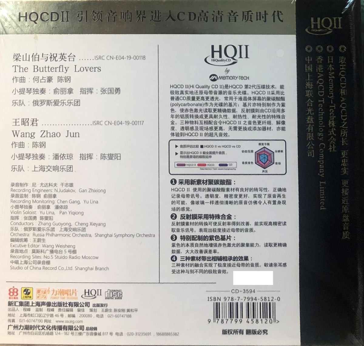 LINA YU - 俞麗拿THE BUTTERFLY LOVERS 梁祝小提琴協奏曲(HQII) CD 