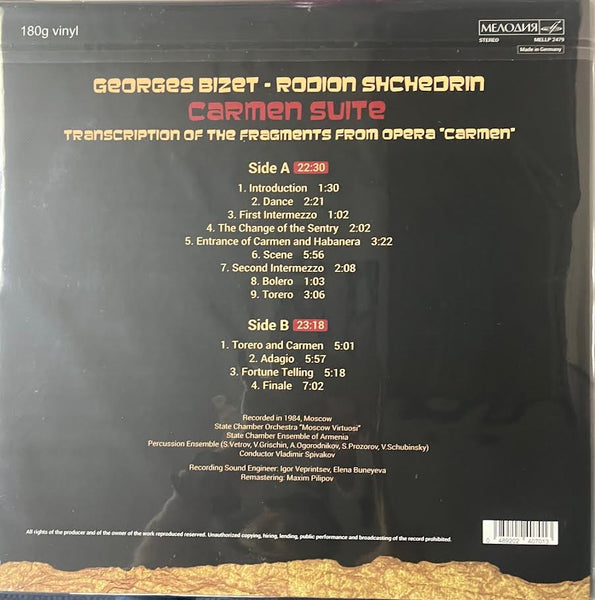 Rodion Shchedrin : Carmen Suite ; Dmitri Shostakovich : Concerto No.1 for piano and Orchestra (VINYL)