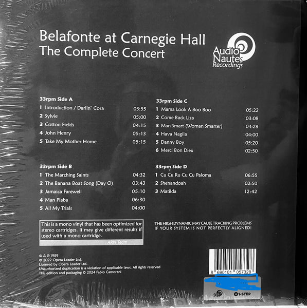 HARRY BELAFONTE - AT CARNEGIE HALL THE COMPLETE CONCERT 2 X VINYL