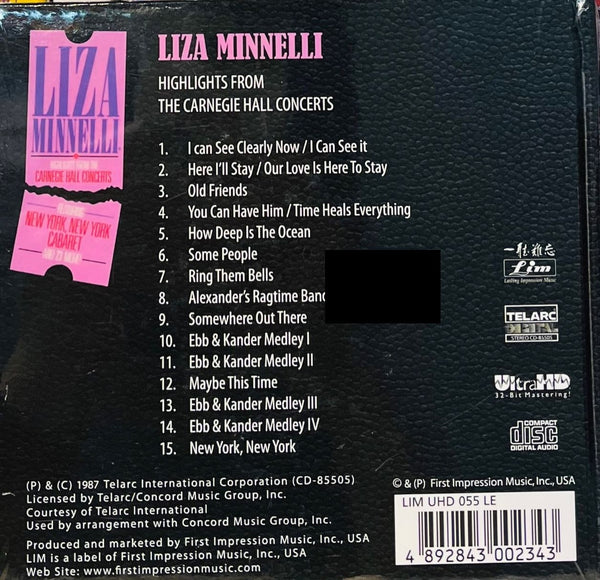 LIZA MINNELLI - HIGHLIGHTS FROM THE CARNEGIE HALL CONCERT (ULTRA HD) CD